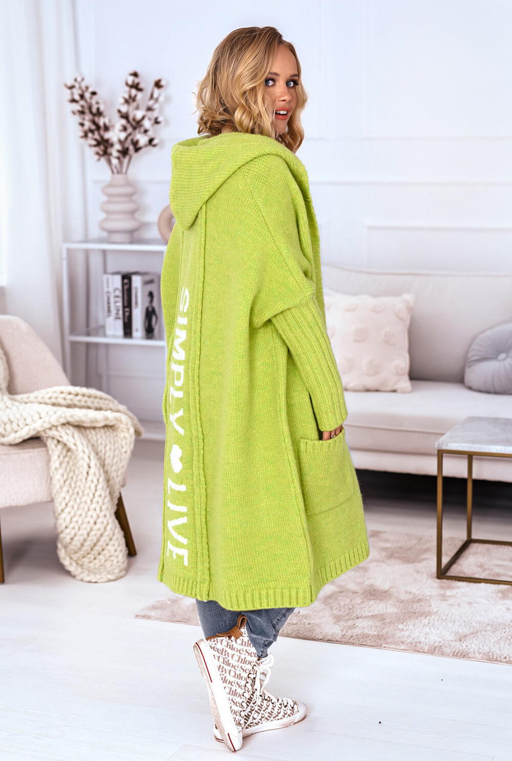 Limettengrüner Oversize Strickmantel Simply live