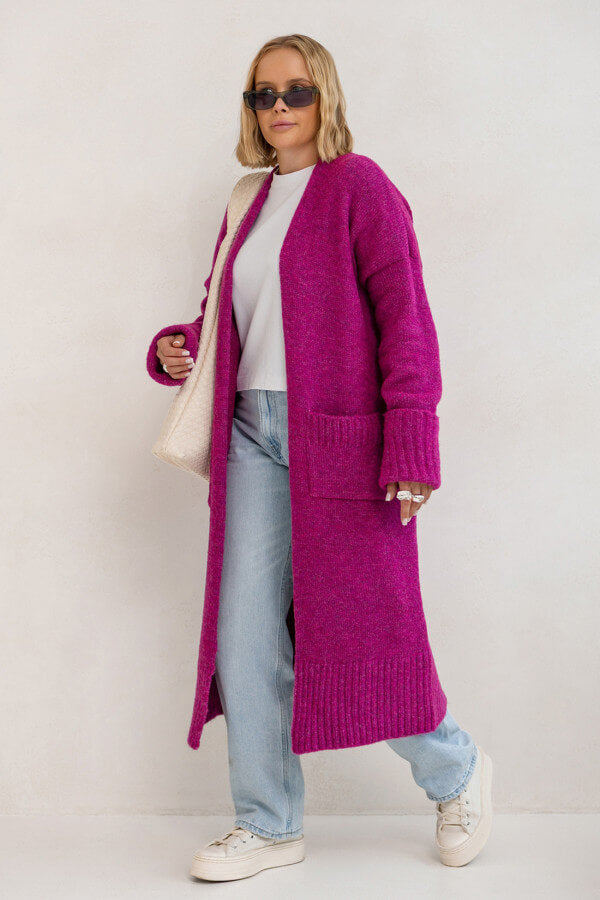 Magenta Oversized Strickmantel